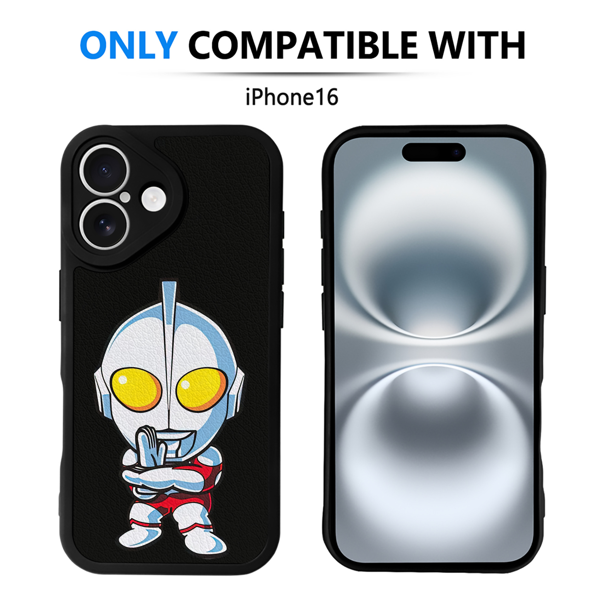（画像用） ウルトラマン Ultraman 【iPhone 16シリーズ対応】シリコンスマホケース（レザー調） 材質：シリコン